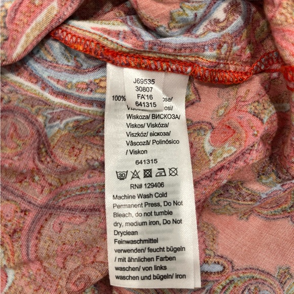 VENUS Womans Shift Dress Paisley V-Neck Flare Sleeve Rust Multicolor Size 8 - Picture 7 of 10